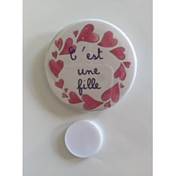 Badge / Magnet / Miroir / Porte-clé décapsuleur - 3 textes - 11 designs et deux formats pour votre annonce de grossesse, sexe de